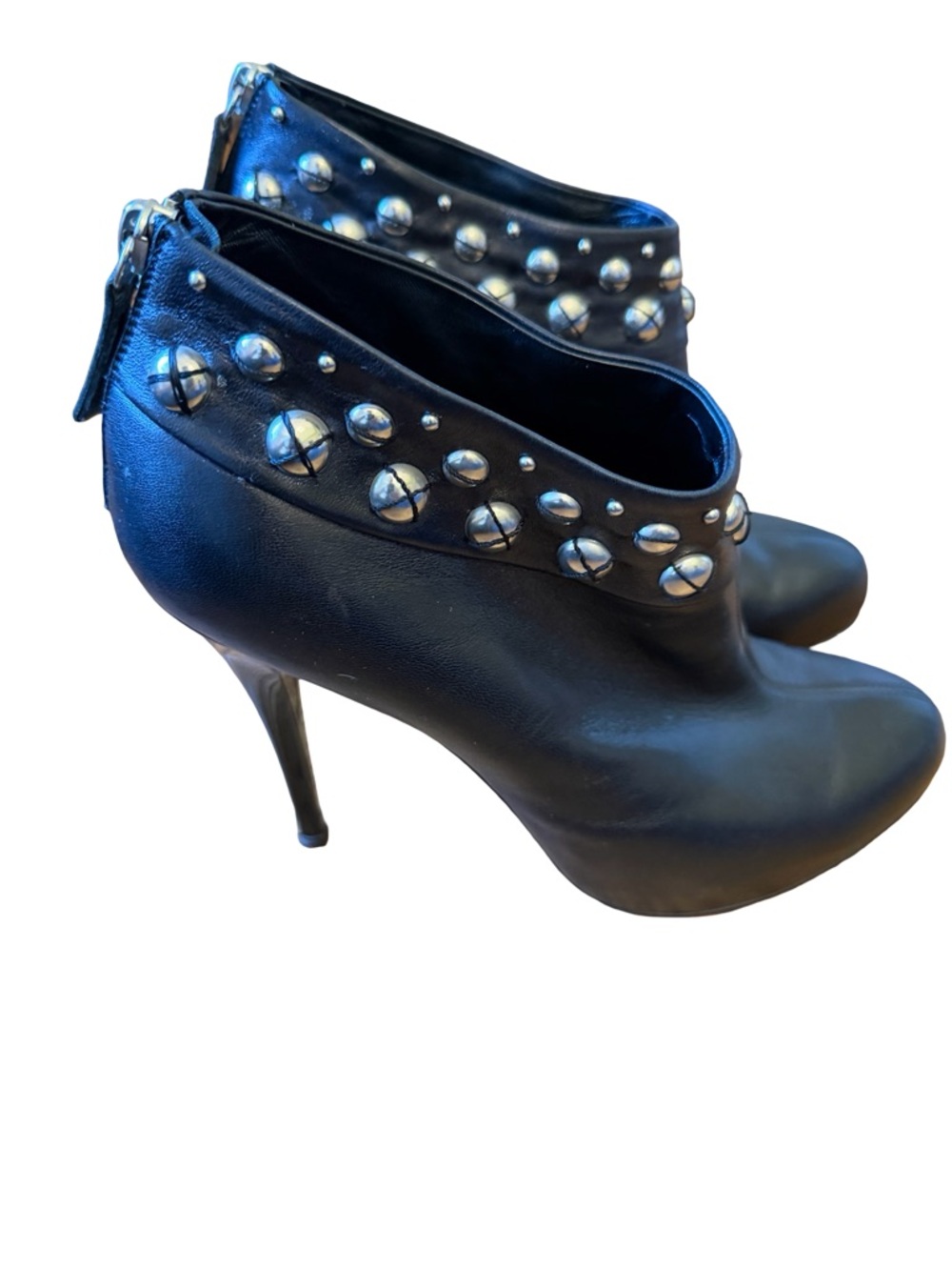 Giuseppe Zanotti Black Studded Leather High-Heel Ankle Boots